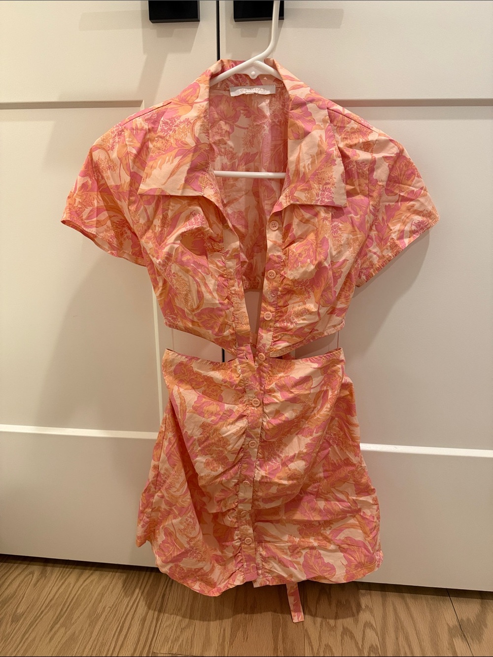 Women's Pink Floral Cutout dress